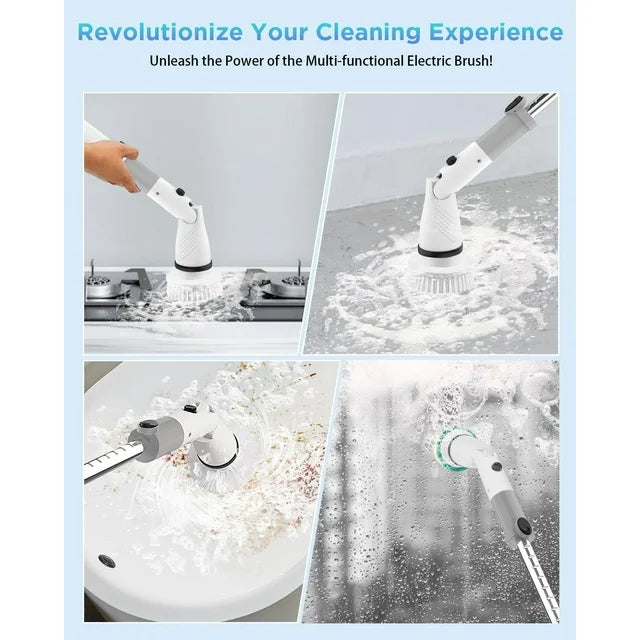 Electric Spin Scrubber Cordless Power Cleaning Brush Extension Handle for Bathroom Bathtub Floor Tile