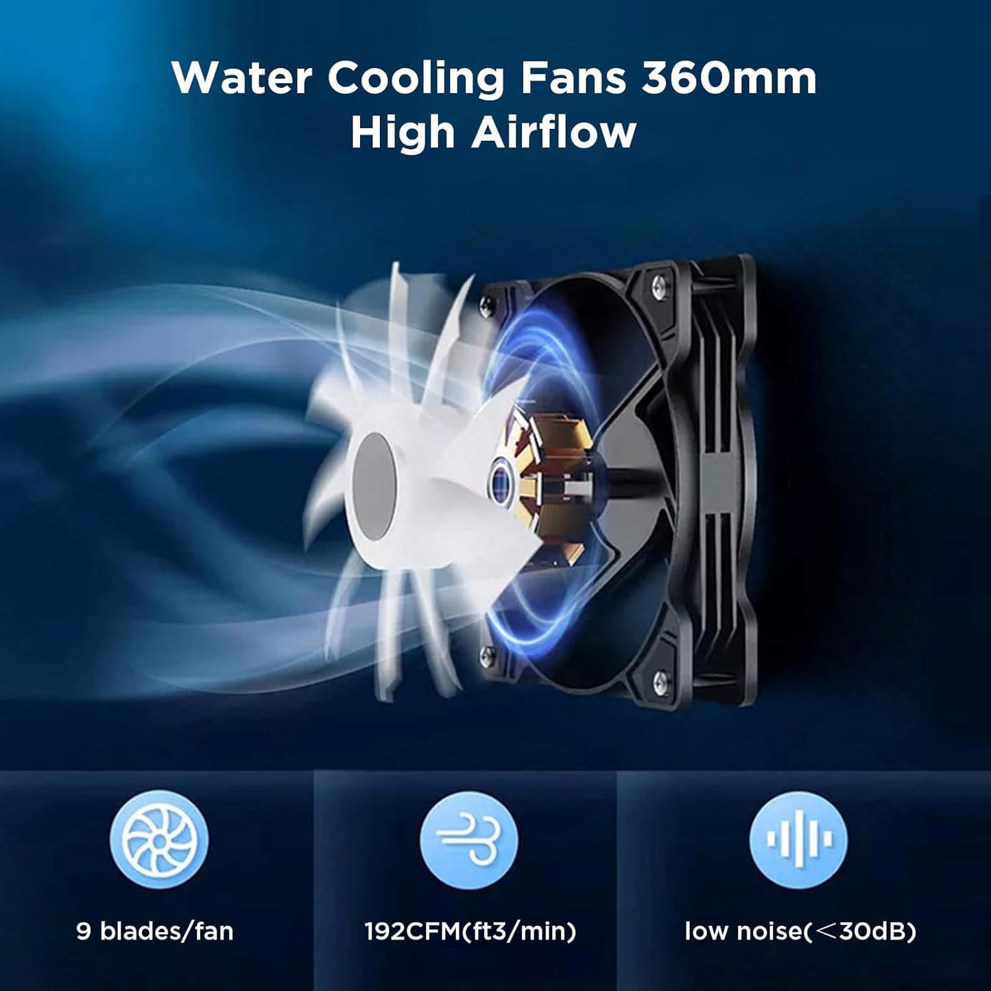 CPU Cooler Liquid Cooling CPU Water Cooler LGA 360mm Aio CPU High Efficiency Water Cooler with 1800 RPM, Compatible with Intel LGA RGB AMD - Black