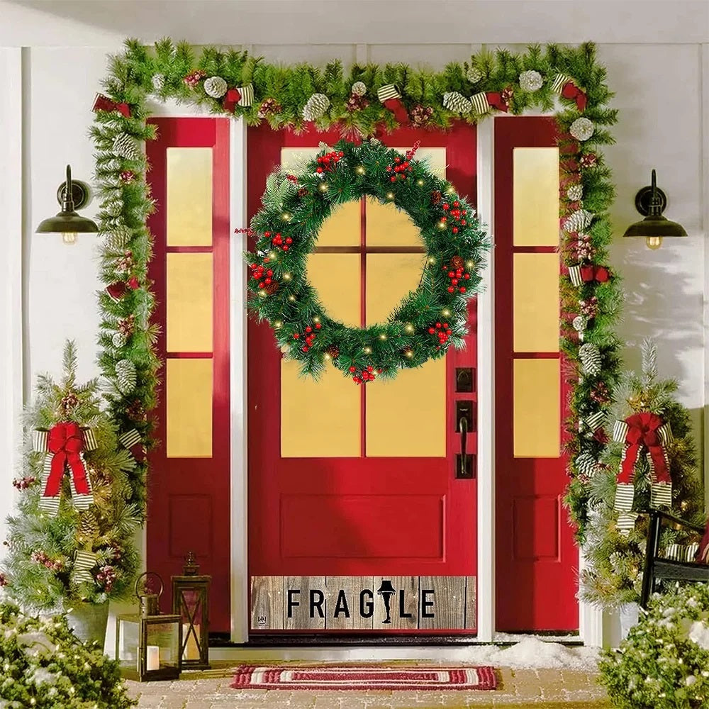 24" Pre-Lit Artificial Christmas Wreaths for Front Door