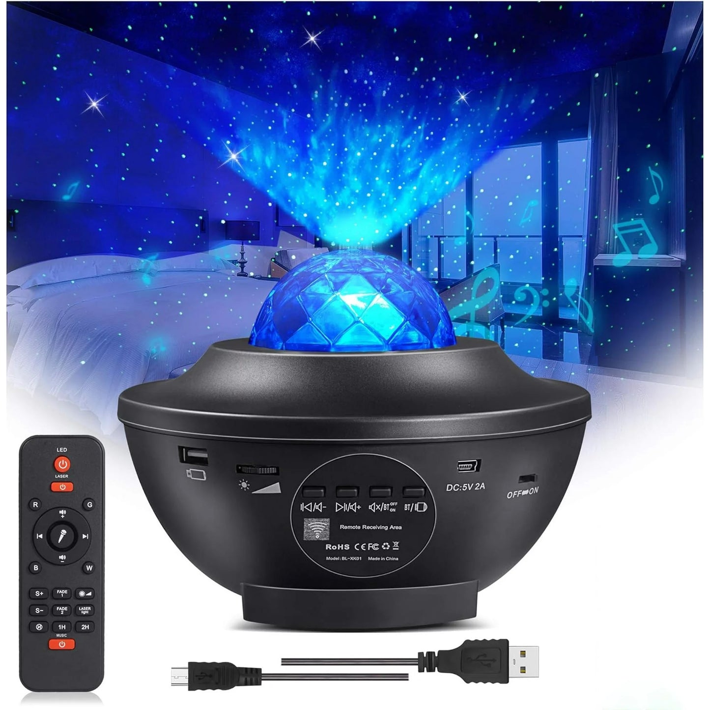 Star Projector Galaxy Light Multiple Colors with Remote & Bluetooth Speaker