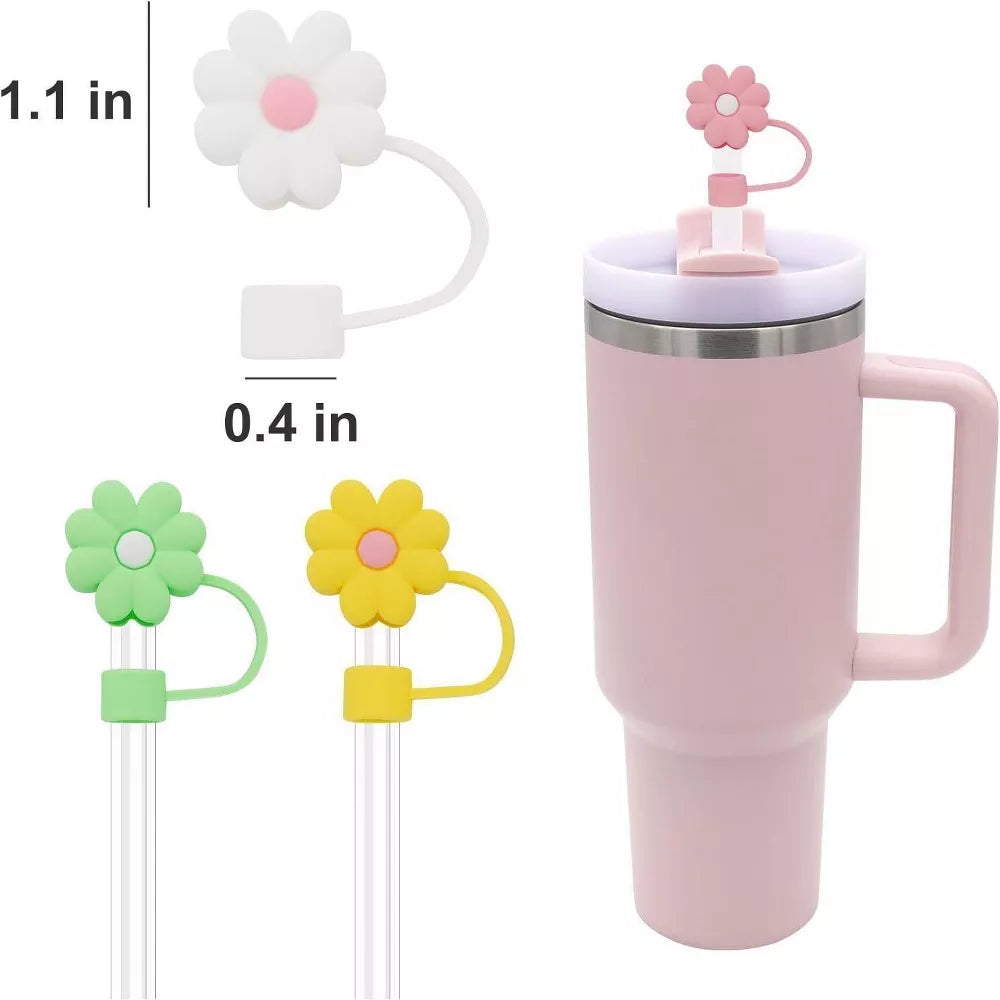 Straws Cover Cap Silicone Straw Topper 4pcs