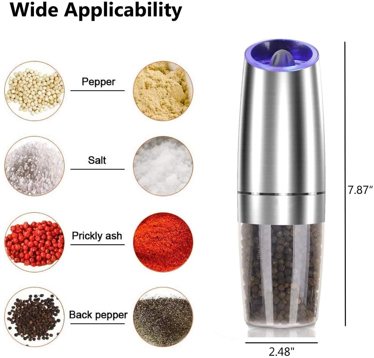 Salt and Pepper Grinder Set Automatic Battery Operated 2 Pcs