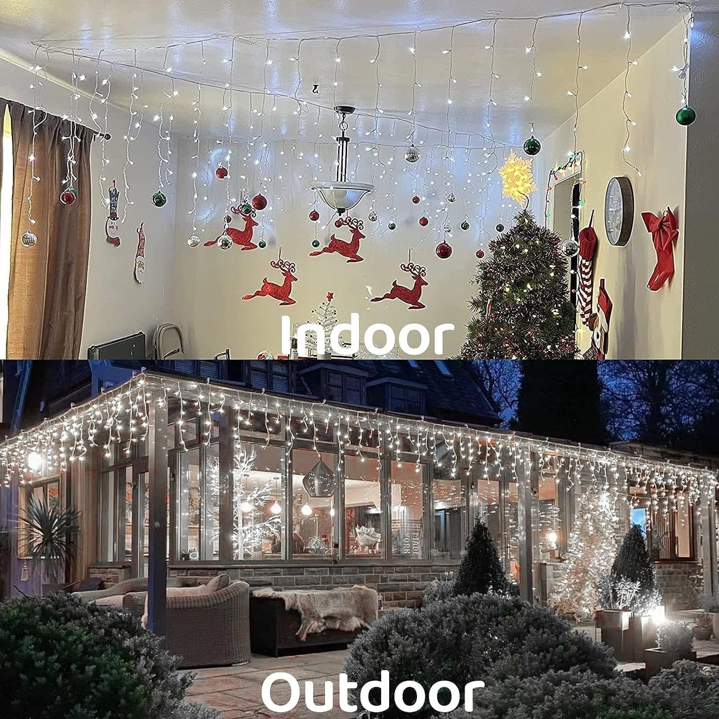 33ft 400 LED Outdoor String Lights White Fairy Lights Led Icicle Christmas Lights