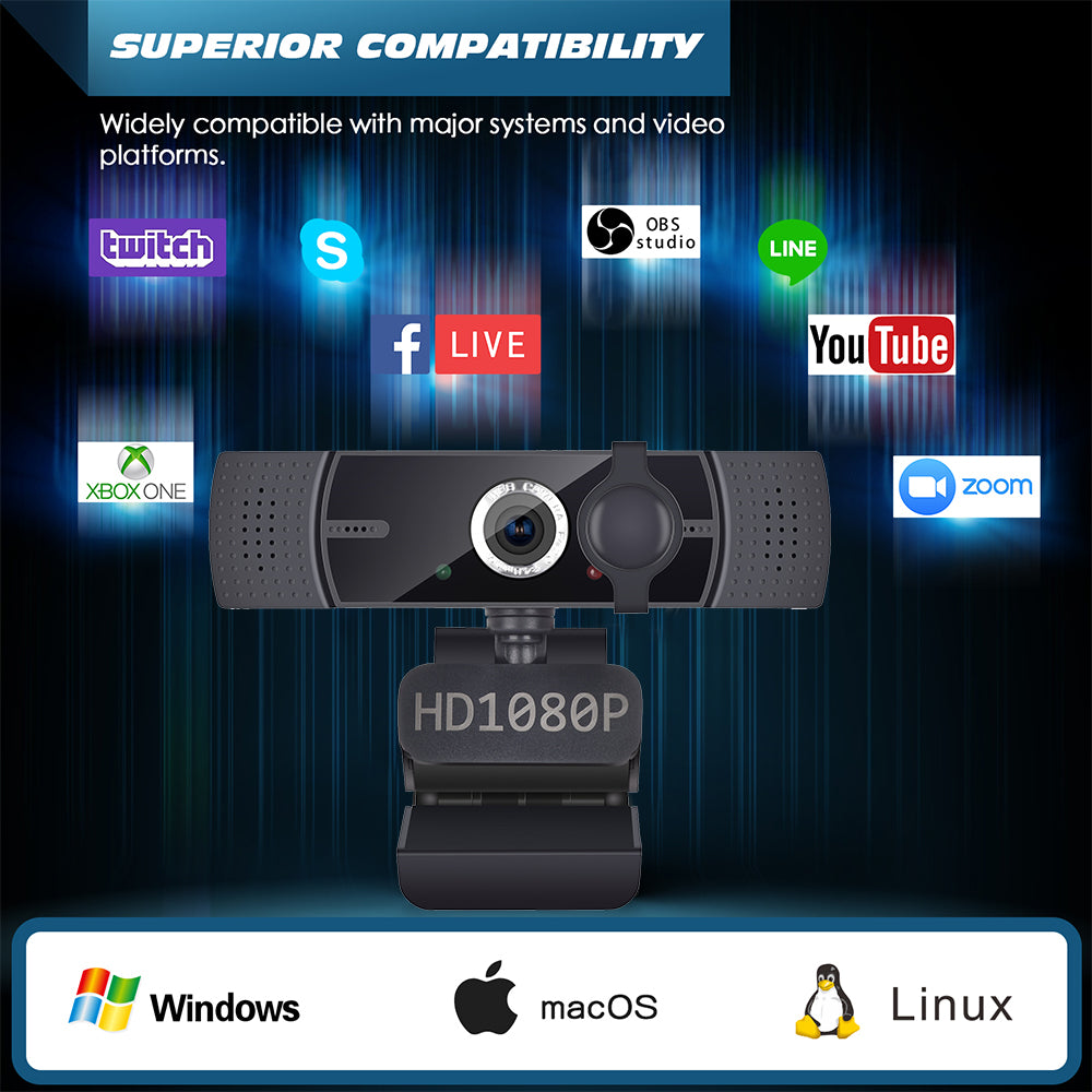 Webcam with Microphone 1080P FHD Plug and Play