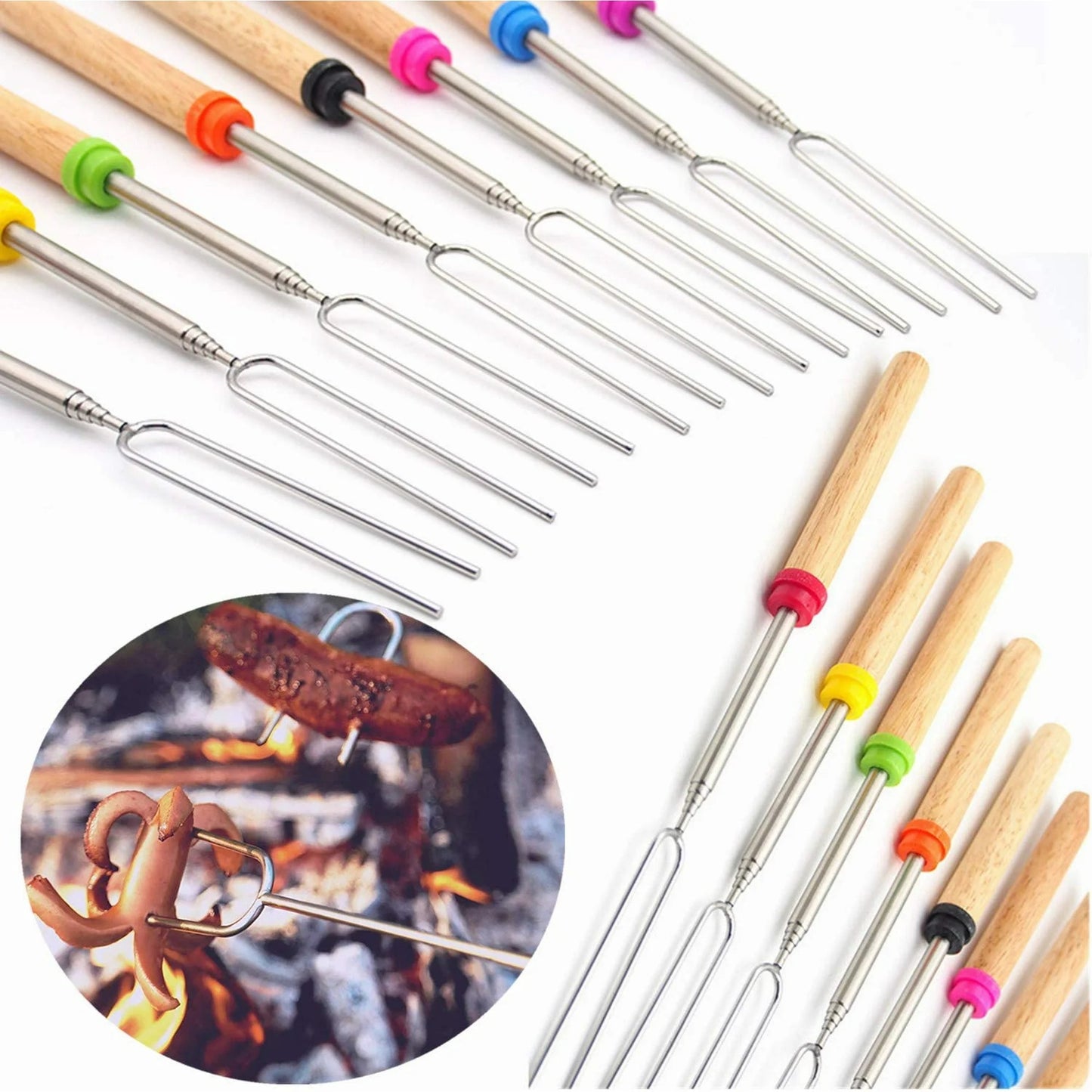 Roasting Sticks Stainless Steel Extendable 32in 12 Piece Set