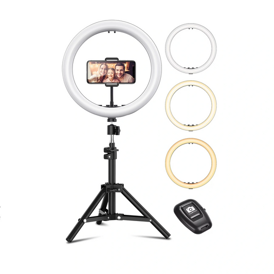 Selfie Ring Light Tripod Stand Phone Holder 10"